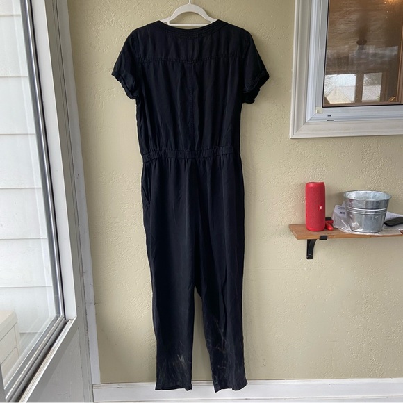 Abercrombie & Fitch black short sleeve v-neck jumpsuit in size L boho grunge - Picture 2 of 7